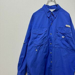 ブルー　フィッシングシャツ　長袖シャツ　PFG 古着　コロンビア