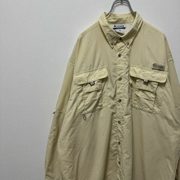 イエロー　古着　PFG フィッシングシャツ　長袖シャツ　コロンビア