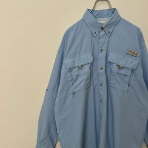 青　PFG 古着　フィッシングシャツ　長袖シャツ　コロンビア　Columbia