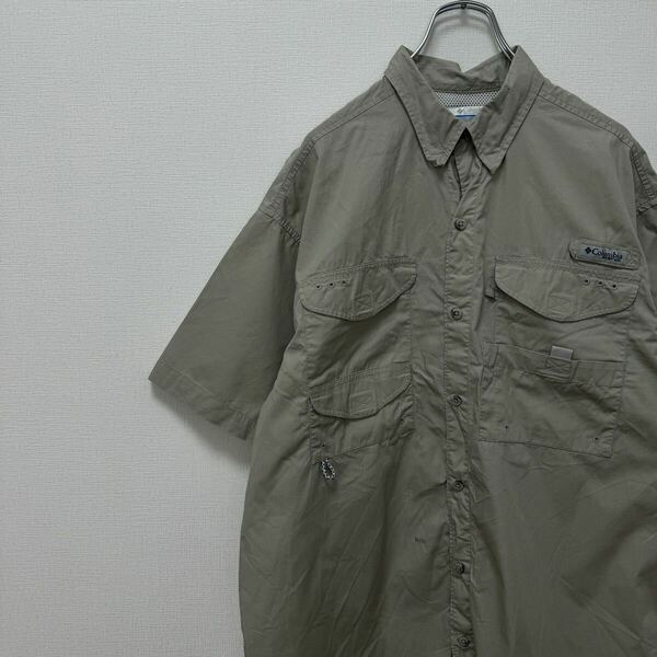 フィッシングシャツ　グレージュ　古着　PFG 半袖シャツ　コロンビア