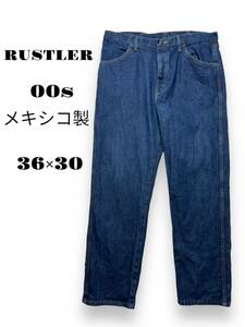 00s メキシコ製　36×30 古着　ラスラー　RUSTLER ジーンズ　デニム