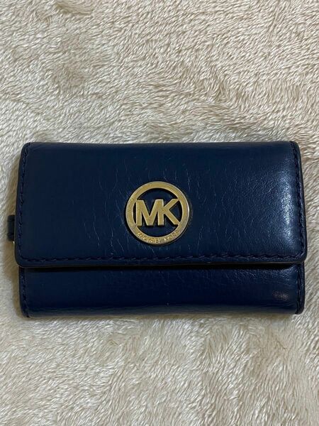 MICHAELKORS マイケルコース　キーケース　金具　ロゴ レザー　ネイビー