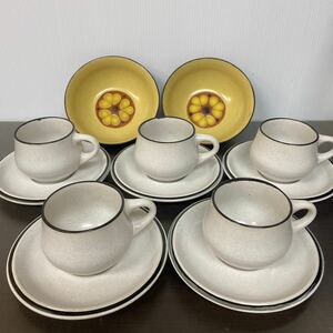 Noritake FOLKSTONE ノリタケ フォルクストーン カップ&ソーサー サラダボウル 昭和レトロ ストーンウェア コーヒーカップ [80]