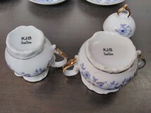 K&B finechina カップ&ソーサー ミルクピッチャー シュガーポット ミラノ 金縁 ブルー 花柄 プレート ボーンチャイナ 食器 ブランド 洋食器_画像6