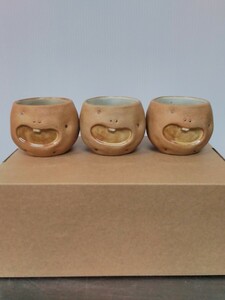 廃盤品 未使用長期保管品 加藤工芸 KATO KOGEI ポテトくん POTETOKUN 湯呑み 陶器 じゃがいも 昭和レトロ 茶器 和食器 3点セット 