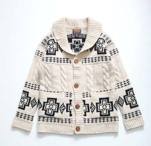 【 PENDLETON THE PORTLAND COLLECTION ペンドルトン 】ヴァージンウール ショールカラー カーディガン XS 木製ボタン ネイティブ オルテガ