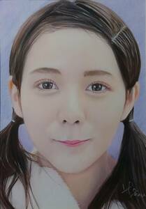 Art hand Auction 『作品584』S.Tomo氏直筆色鉛筆画 超美品 美人画 新品額装, 美術品, 絵画, 鉛筆画, 木炭画