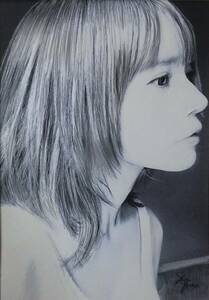 『作品3995』S.Tomo氏直筆色鉛筆画 超美品 美人画 新品額装