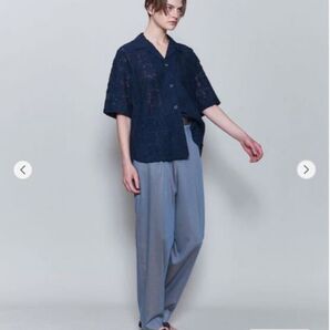 6 ROKU OXFORD TUCK PANTS グレーブルー