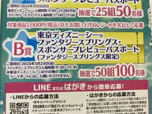 【関東エリア限定企画】★東京ディズニーシー ファンタジースプリングス・プレビューパスポート50組100名　明治　レシート応募　