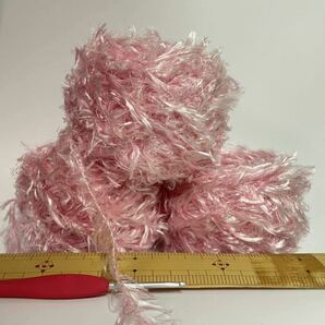 毛糸 ロングファー手染め ピンク 80グラムの画像1