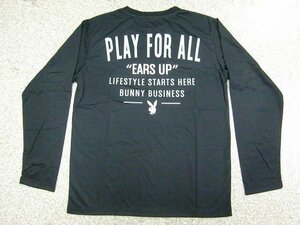 新品 大きいサイズ PLAYBOY/プレイボーイ長袖Ｔシャツ黒4L メンズ レディース アメカジ BIG ロンT ロ ゴT うさぎ かっこいい メール便可能