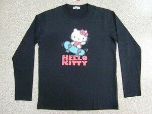 新品 ハローキティ/HELLO KITTY長袖Ｔシャツ黒L メンズ レディース スケボー ロゴT ロンT サンリオ キティちゃん 激カワ 人気 メール便可能