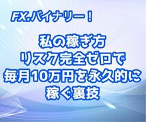 FX、バイナリーで勝てない方必見！リスク完全ゼロで毎月10万円以上を永久的に稼ぐ裏技、お教えします。_画像1