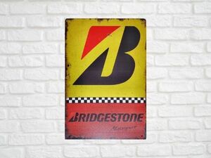 ブリキ看板 BRIDGE STONE ブリジストン 118 ツール 工具 DIY 車 メタルプレート インテリア ガレージ アメリカン雑貨 レトロ風 新品