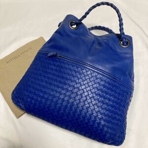 極美品 BOTTEGA VENETA ボッテガヴェネタ トートバッグ イントレチャート レザー ラム 青 保存袋 A4収納 メンズ レディース 1円