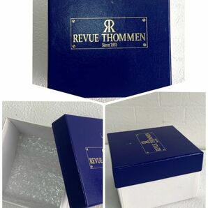 時計 レビュートーメン/REVUE THOMMEN 空箱 時計用 収納箱 レザー BOX 青×白 収納ケース 外装化粧紙箱 コレクター 自宅保管品の画像9