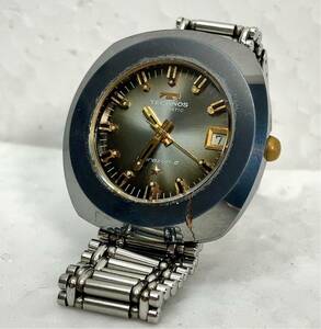1円〜 TECHNOS 腕時計 テクノス Borazon-Ⅲ 自動巻き AUTOMATIC メンズ アンティーク ボラゾン デイト 一つ星 純正ベルト レトロ 当時物 