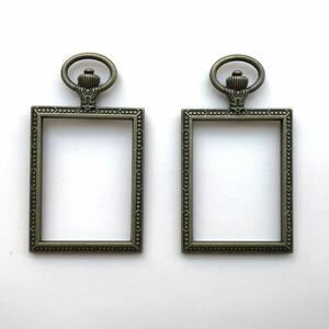 Art hand Auction Empty pocket watch frame * 2 rectangles ≪Kankobi≫, hand craft, handicraft, beadwork, metal parts