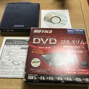 BUFFALO バッファロー　Boostケーブル搭載　ポータブ　DVDドライブ　ブラック　DVSM-PC58U2V-BK 動作品