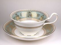 ウェッジウッド コロンビア セージグリーン ティー カップ&ソーサー ピオニー WEDGWOOD イギリス WW-CLG-4_画像1