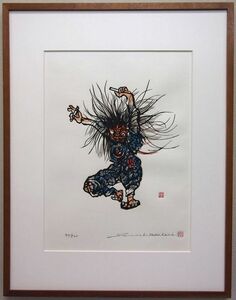 【真作保証】 高橋信一 「鬼太鼓」 木版画 版上サイン 限定500部 新潟 佐渡出身 日本版画協会展賞 国画会版画部 佐渡版画村創設 HG-156