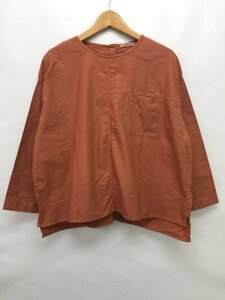 【送料込】 SUNVALLEY サンバレー シャツ・ブラウス オレンジ 無地 コットン 綿100% クルーネック 後ろボタン sizeM ナチュラル/957612