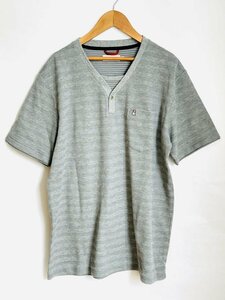 メンズ【送料込】★Hush Puppies★ハッシュパピー Vネック半袖カットソー L グレー シンプル 胸ポケット Tシャツ 春夏 ポロシャツ 6434604