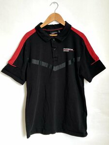  men's [ including carriage ]*Porsche* Porsche polo-shirt with short sleeves size EU M|US S black × red × eggshell white 2022 year made stretch 6434605