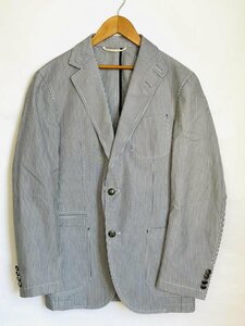 メンズ【送料込】★Ermenegildo Zegna★エルメネジルドゼニア ストライプジャケット サイズ46 S グレー×オフホワイト イタリア製 6434620