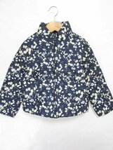 【送料込】[キッズ/子供]　PETIT BATEAU　プチバトー　中綿ジャケット　110cm　紺ネイビー×白ホワイト×他　花柄　女の子用 /n472182_画像1