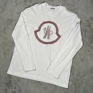 1円　極美品　モンクレール　MONCLER マグリア　長袖Tシャツ ロンT ホワイト ビッグロゴ　MANICA LUNGA Lサイズ　白 7091