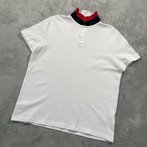 1円〜　美品　MONCLER モンクレール　マグリア　襟ロゴ　半袖ポロシャツ　ホワイト　Lサイズ　7322