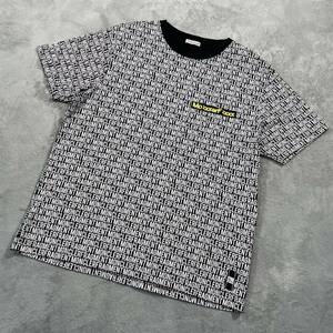 1円〜　美品　MONCLER モンクレール　FRAGMENT 半袖Tシャツ 総柄 ブラック　Mサイズ　7323