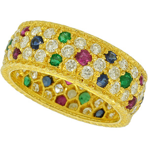 Жан Мария Bceratti Multi Color Diamond Ring K18YG 9,5 закончено ♪ Бесплатная доставка возвращена ♪