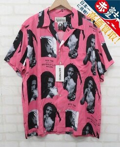 8T0431/ unused goods WACKO MARIA BOB MARLEY HAWAIIAN SHIRT Wacko Maria Bob ma- Lee rayon aloha shirt 