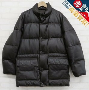 3J1166/モンクレール オールレザーダウンコート 黒タグ フランス製 MONCLER ジャケット オールド