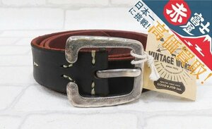 2A7001-6/未使用品 Vintage Works Leather belt DH5536 ヴィンテージワークス レザーベルト 茶芯 サイズ31