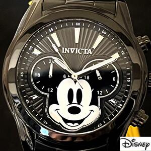 【Disney】INVICTA/新品未使用/ミッキーマウス/メンズ腕時計/プレゼントに/男性用/ディズニー/ブラック.黒色/男性用/お洒落/かわいい/希少