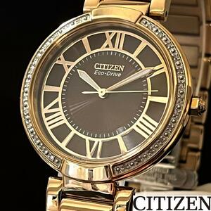 【CITIZEN】展示品特価/シチズン/レディース腕時計/お洒落/ダイヤモンド/女性用/ローズゴールド.ブラウン色/高級/気品/ウオッチ/綺麗/希少