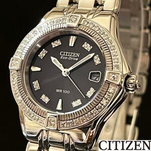 【CITIZEN】定価約18万円/展示品特価/シチズン/レディース腕時計/お洒落/プレゼントに/女性用/ダイヤモンド/シルバー.ブラック.黒色/綺麗