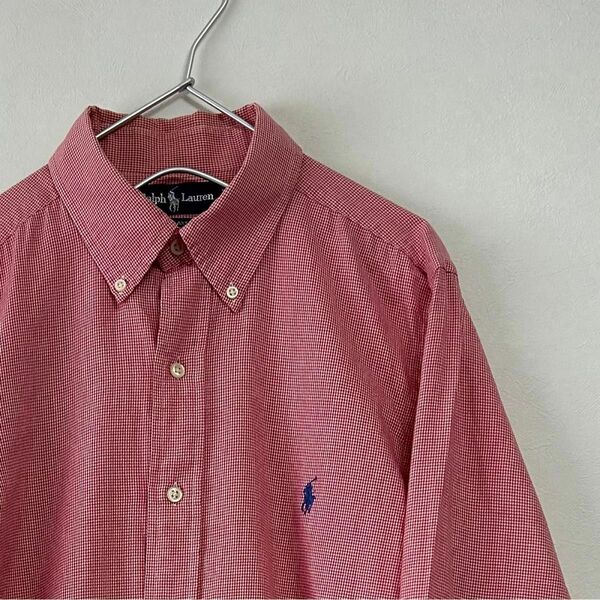 古着90s POLO Ralph Lauren 長袖BDシャツ チェック ピンク