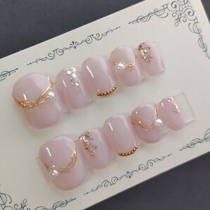 ネイルチップ 現品 ピンク×ミラー×ニュアンス