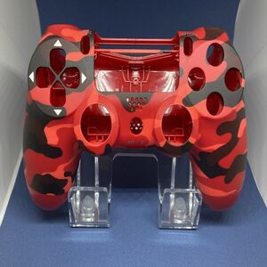 PS4コントローラー カスタムパーツ 海外互換製シェル　カモフラージュレッド　ジャンク修理