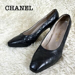 【人気】シャネル パンプス キルティング ラウンドトゥ CHANEL ヒール レザー ブラック