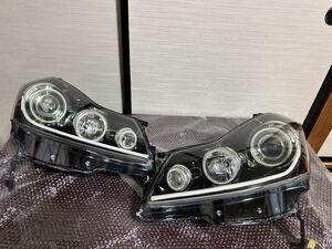 【レンズ再生品】日産 Y50 フーガ 純正加工 ヘッドライト イカリング インナーブラック ファイバーLED 左右セット 