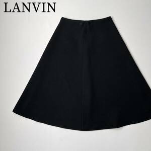美品 LANVIN collection ランバンコレクション ロングスカート フレアスカート ブラック ウエストゴム フォーマル オンオフ兼用 レディース