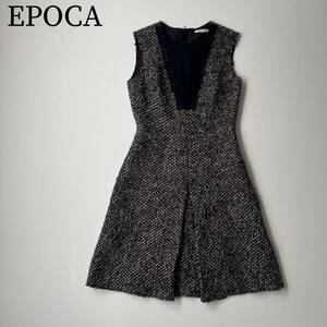 EPOCA エポカ フレアワンピース　 膝丈ワンピース ツイードドレス　ツイードワンピース ノースリーブ　ハニカムツイード レディース