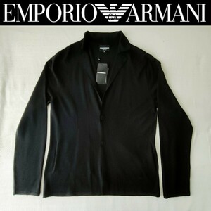 【新品未使用】EMPORIO ARMANI エンポリオアルマーニ イタリア製 シングル ニット ジャケット 定価88,000円 ブラック