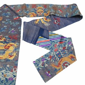 ★きもの北條★ 中国 清朝 龍袍 五爪の龍 波文 アンティーク 中古 全通 正絹 名古屋帯 T660-17の画像8